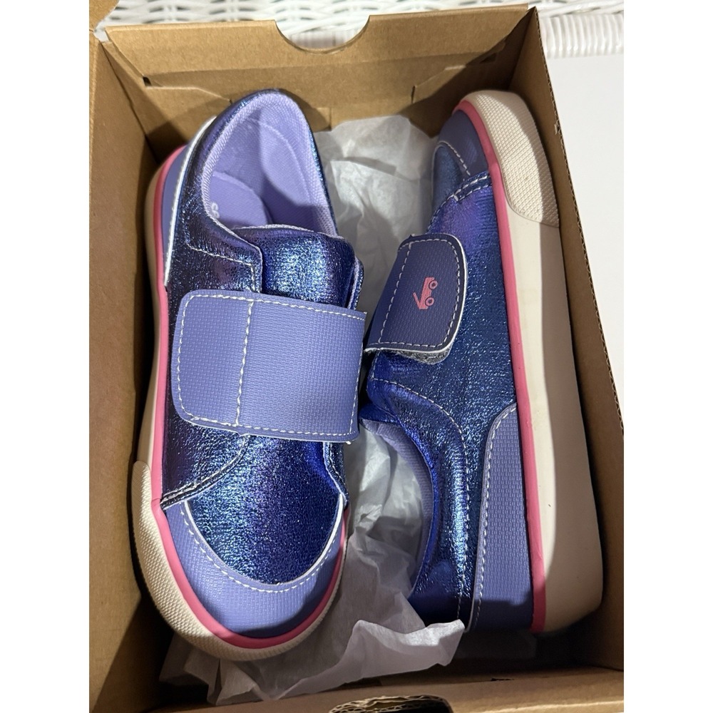 See Kai Run Toni Purple Metallic Sneakers Toddler Size 12 Hook Loop NIB